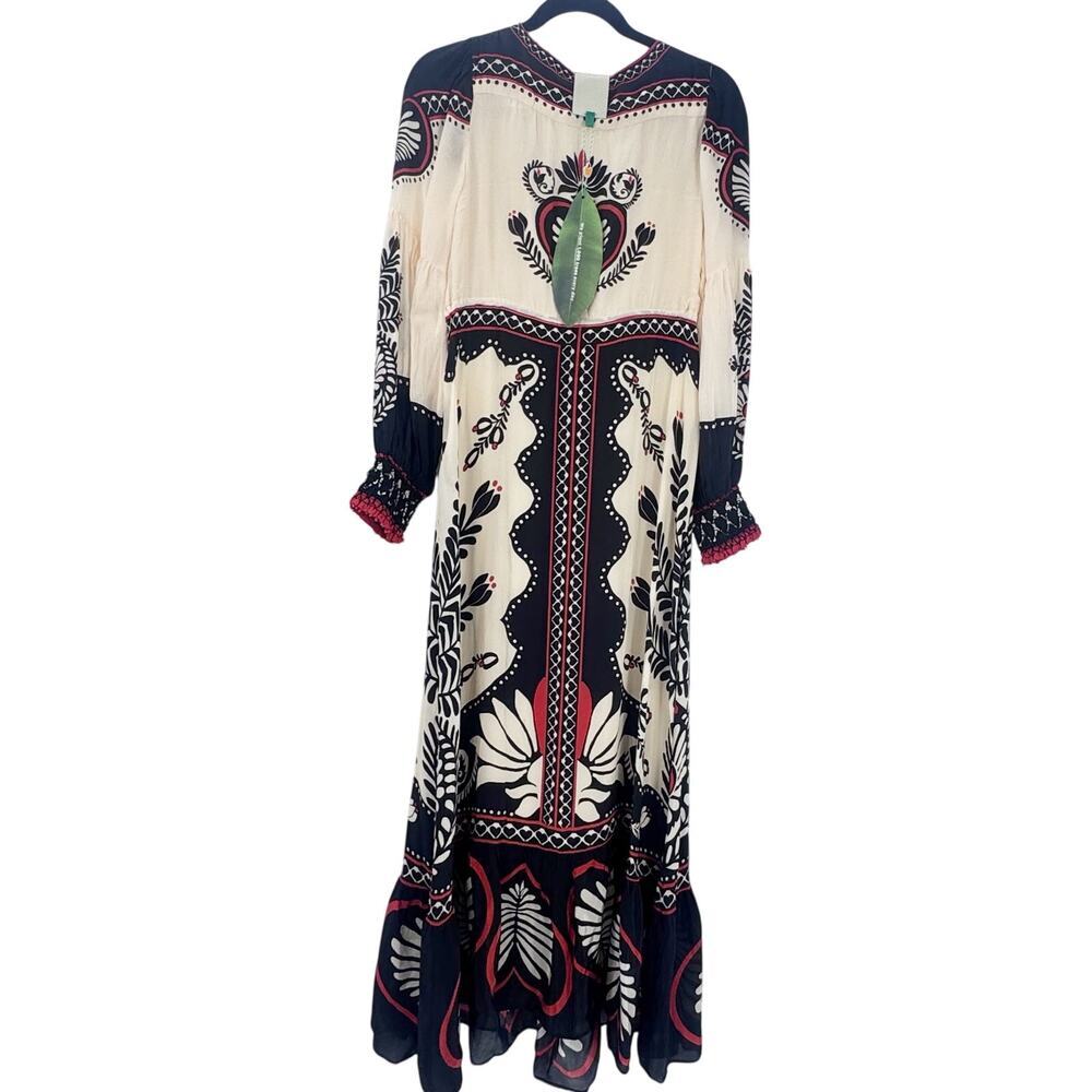 Farm Rio Women's Passion Scarf Black Maxi Dress Green/Cream Women’s Size M NWT - Picture 14 of 16